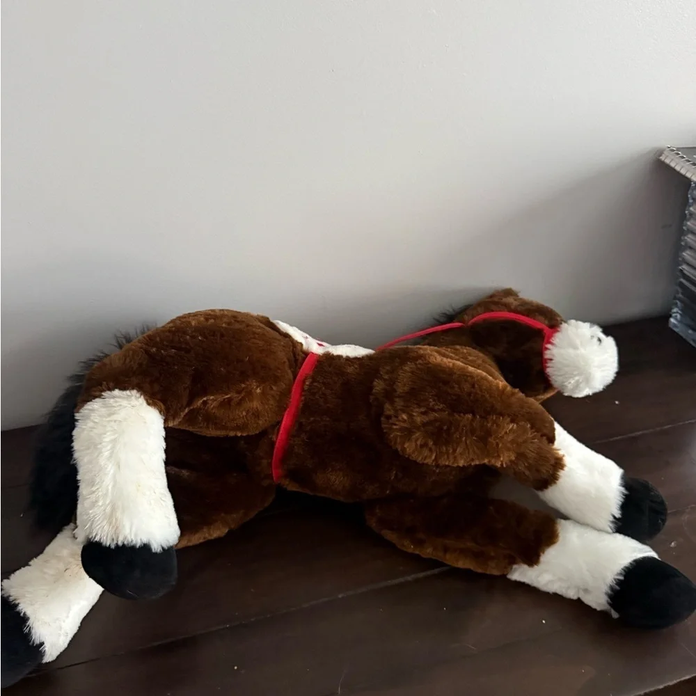 Toys R Us Plush Horse Stuffed Animal Brown White Red Saddle